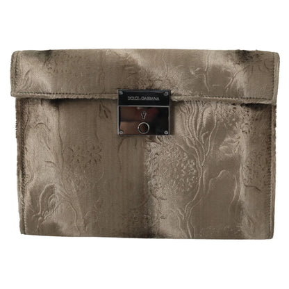 Stunning Beige Velvet Crocodile Print Dolce & Gabbana Bag