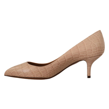 Stunning DOLCE GABBANA Beige Leather Pumps with Mid Heels Dolce & Gabbana