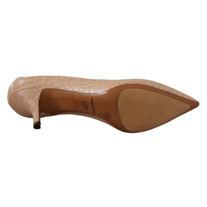 Stunning DOLCE GABBANA Beige Leather Pumps with Mid Heels Dolce & Gabbana