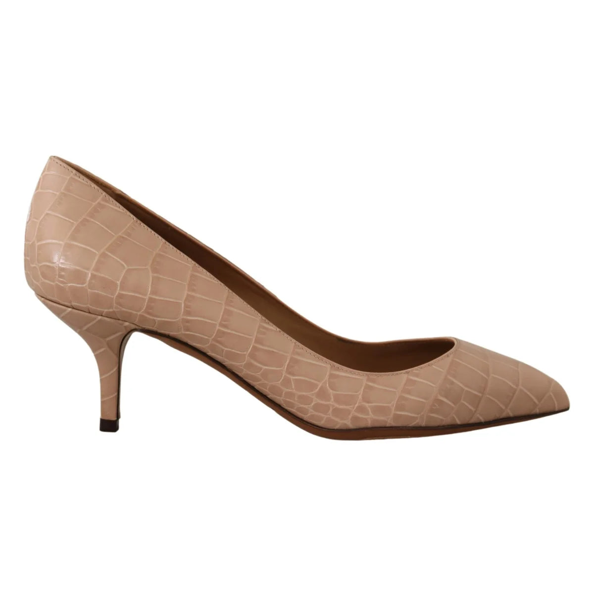 Stunning DOLCE GABBANA Beige Leather Pumps with Mid Heels Dolce & Gabbana