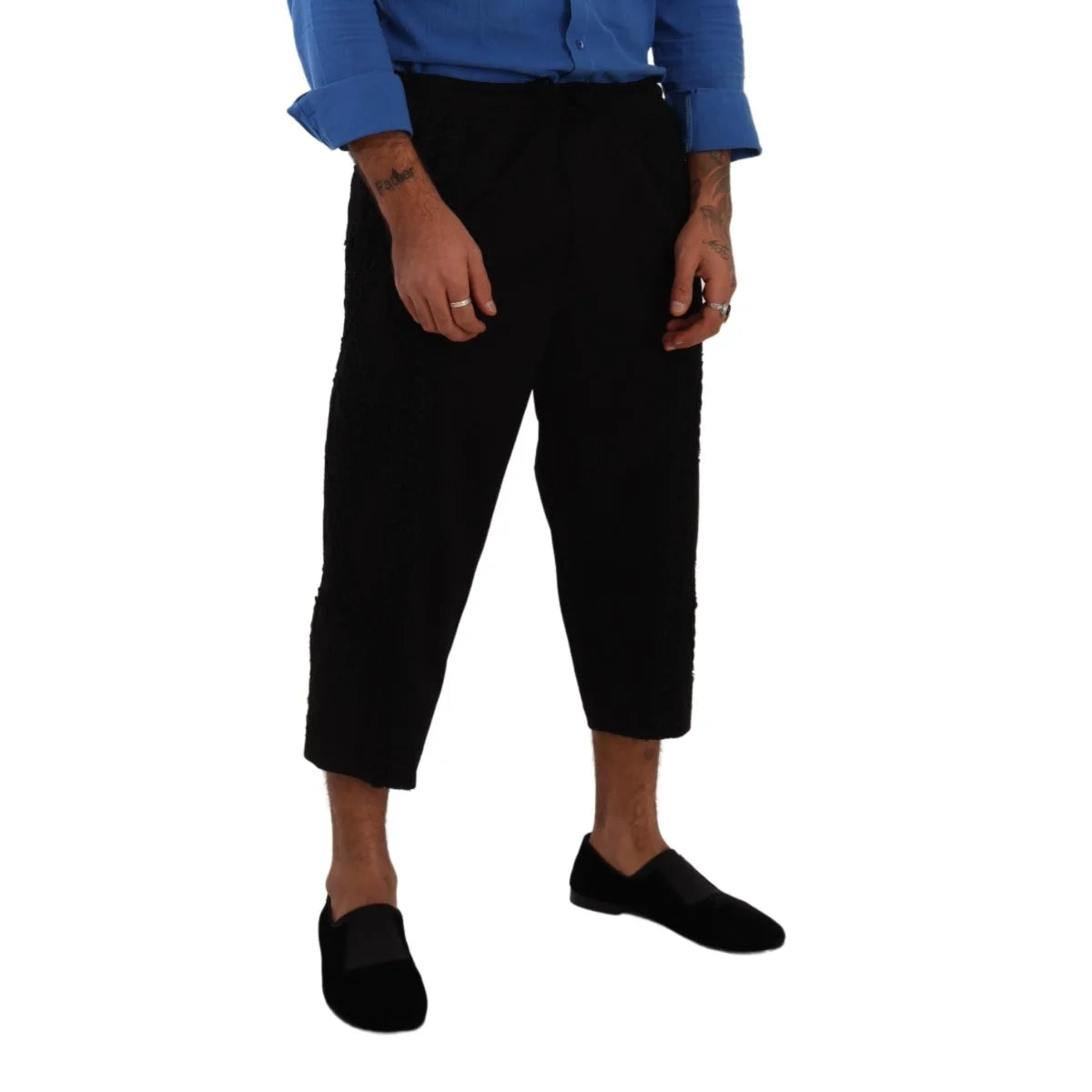 Stunning Dolce Gabbana Black Cropped Pants Authentic Cotton Blend &