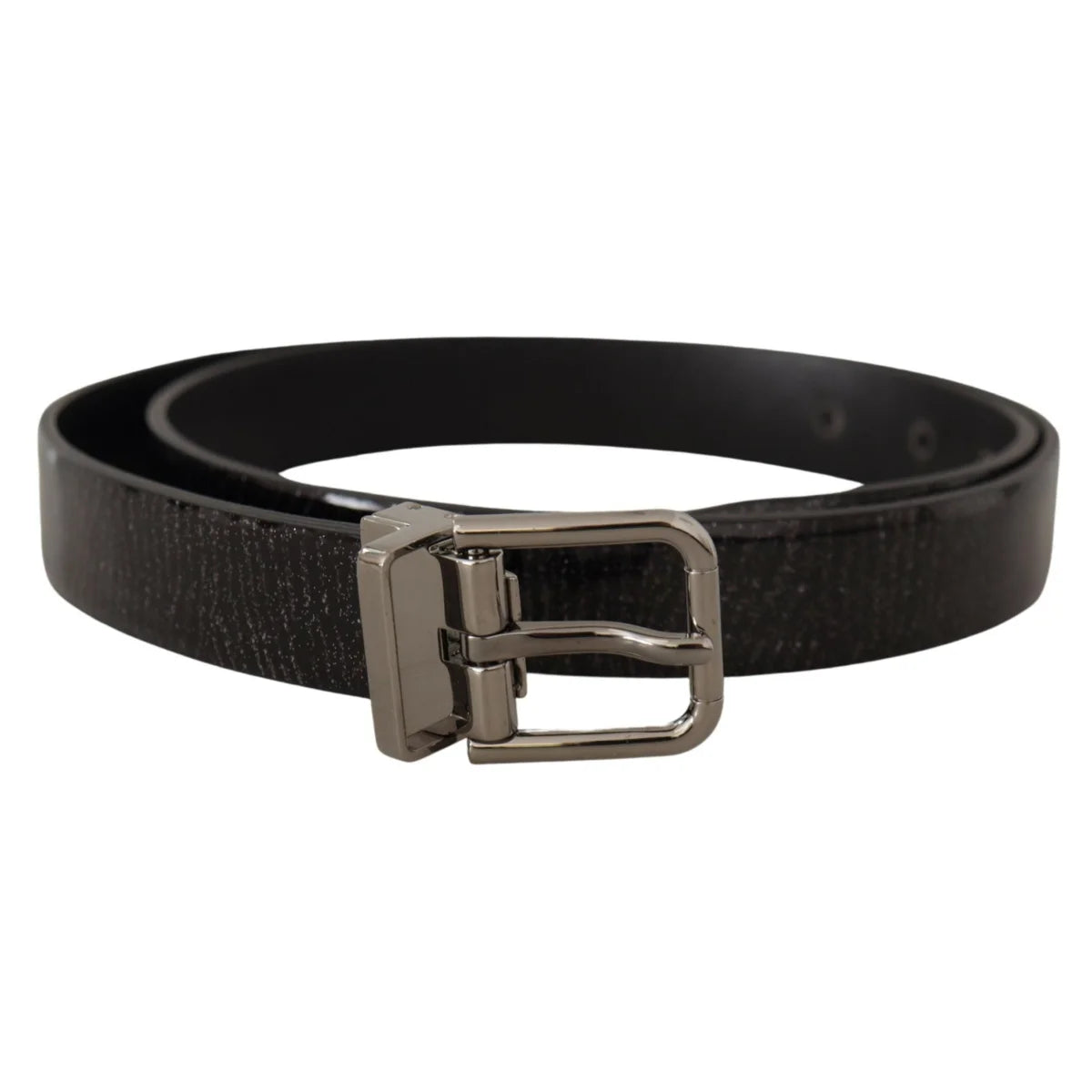 Stunning Dolce Gabbana Black Leather Belt with Silver Buckle &
