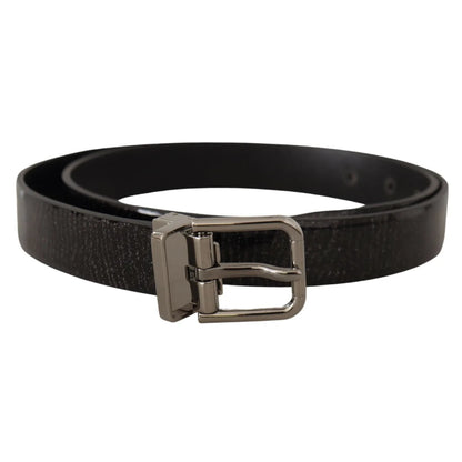 Stunning Dolce Gabbana Black Leather Belt with Silver Buckle &