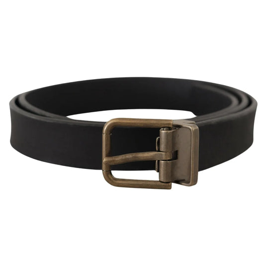 Stunning Dolce Gabbana Black Leather Belt with Vintage Metal Buckle &