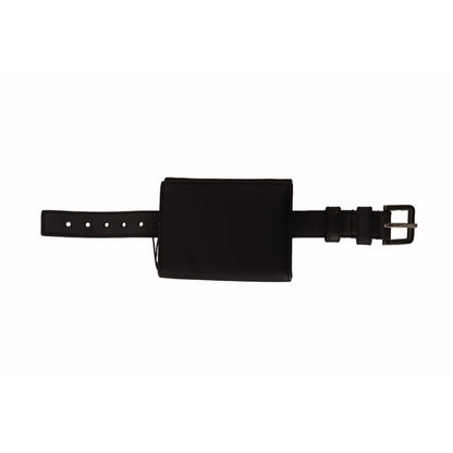 Stunning Dolce & Gabbana Black Leather Trifold Multi Kit with Belt Strap
