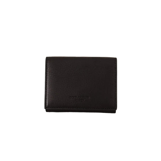 Stunning Dolce & Gabbana Black Leather Trifold Multi Kit with Belt Strap