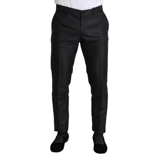 Stunning Dolce and Gabbana Black Metallic Slim Fit Dress Pants &