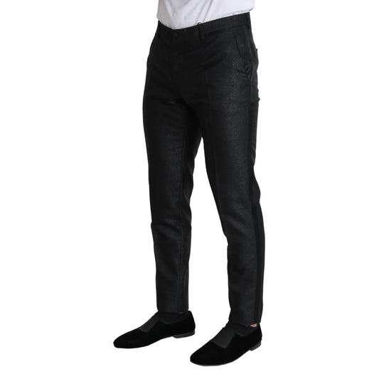 Stunning Dolce and Gabbana Black Metallic Slim Fit Dress Pants &