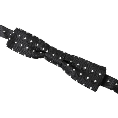 Stunning Dolce Gabbana Black Silk Adjustable Bow Tie With Metal Hook &