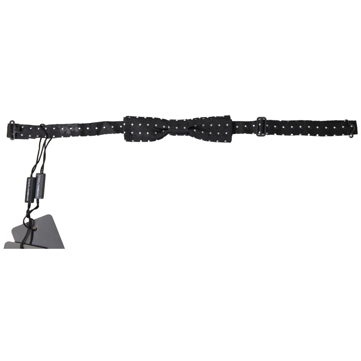 Stunning Dolce Gabbana Black Silk Adjustable Bow Tie With Metal Hook &