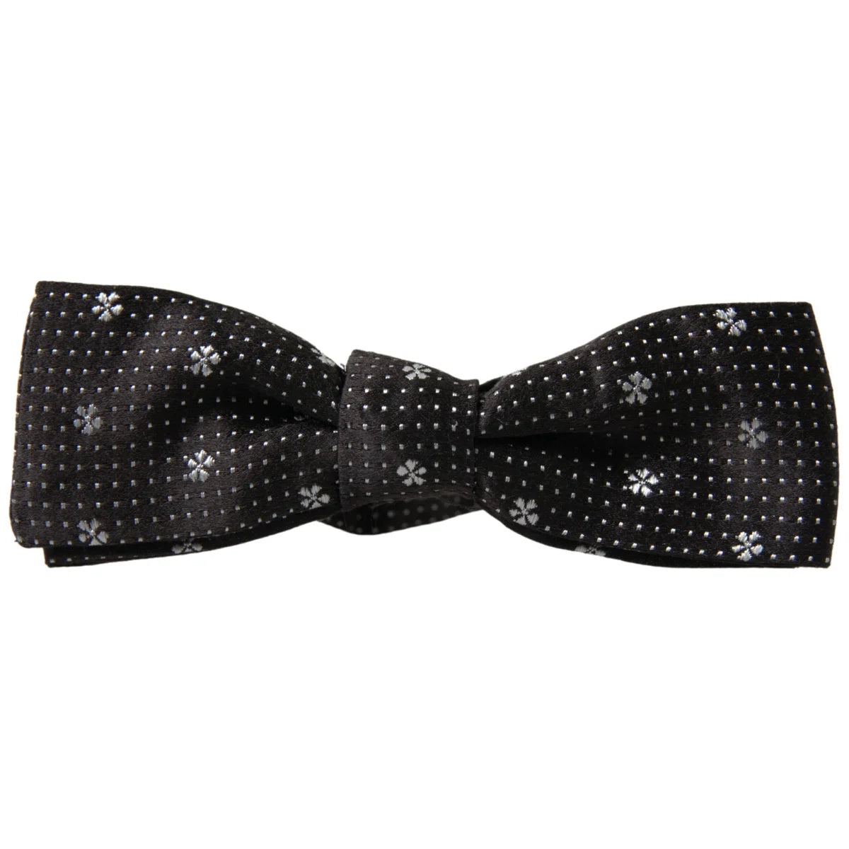 Stunning Dolce Gabbana Black Silk Bow Tie with Metal Clasp Hook &