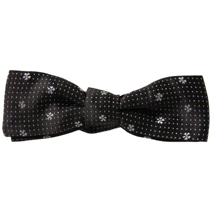 Stunning Dolce Gabbana Black Silk Bow Tie with Metal Clasp Hook &