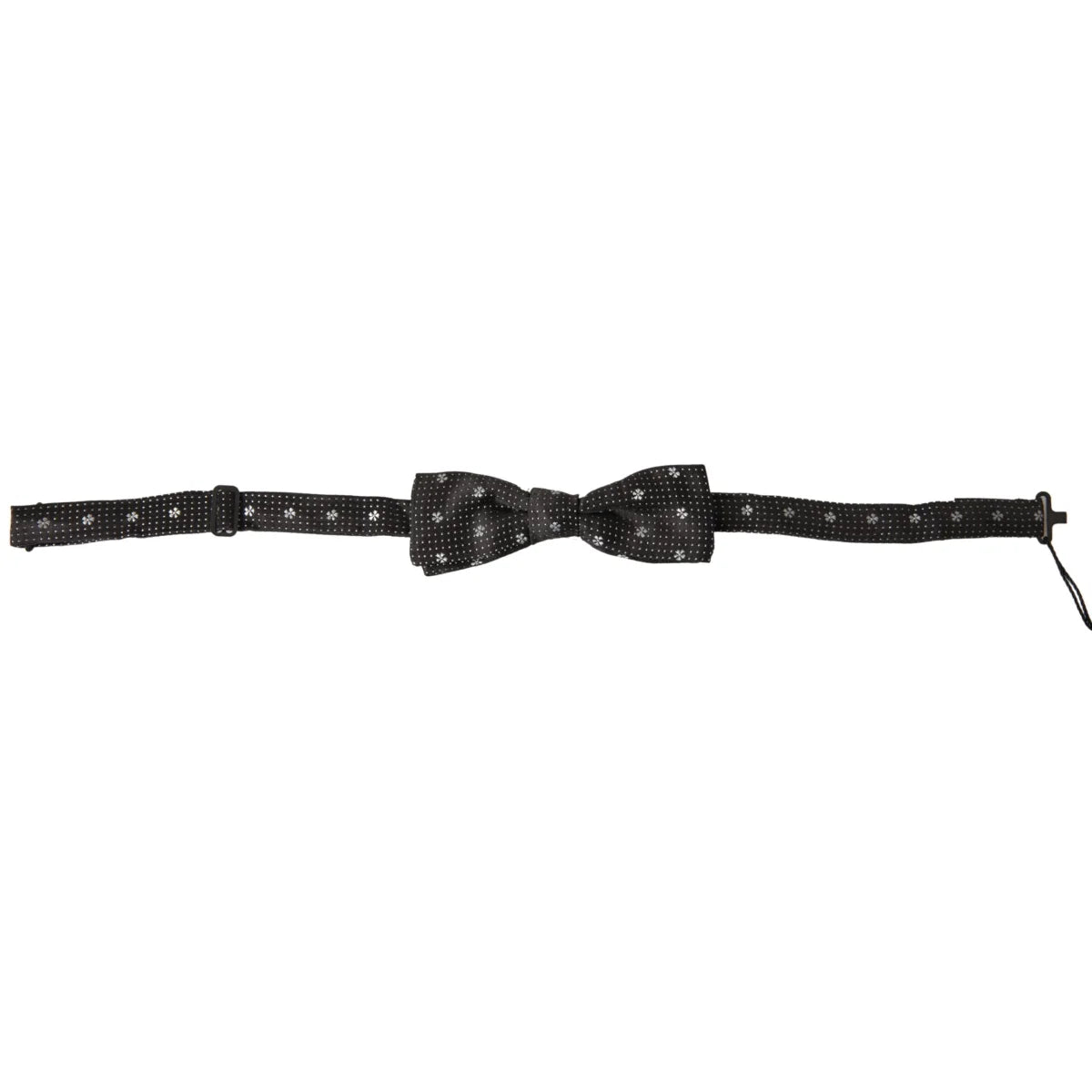 Stunning Dolce Gabbana Black Silk Bow Tie with Metal Clasp Hook &