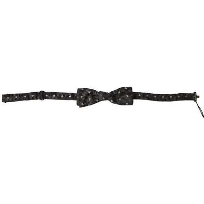 Stunning Dolce Gabbana Black Silk Bow Tie with Metal Clasp Hook &