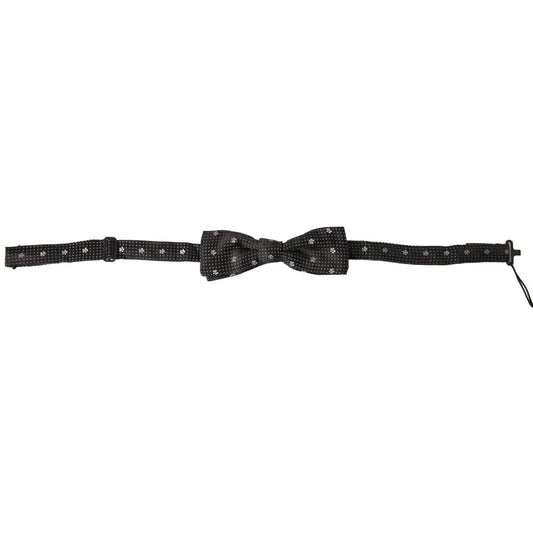 Stunning Dolce Gabbana Black Silk Bow Tie with Metal Clasp Hook &