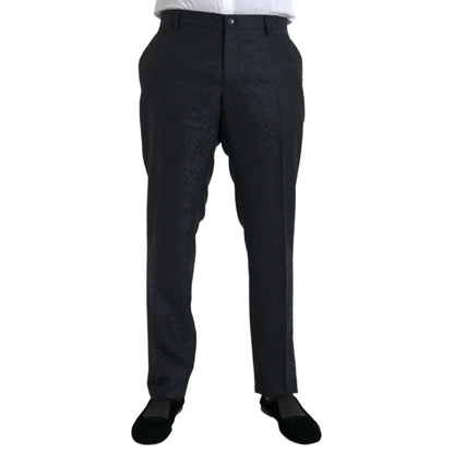 Stunning Dolce Gabbana Blue Brocade Dress Pants Elegance &