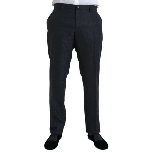 Stunning Dolce Gabbana Blue Brocade Dress Pants Elegance &