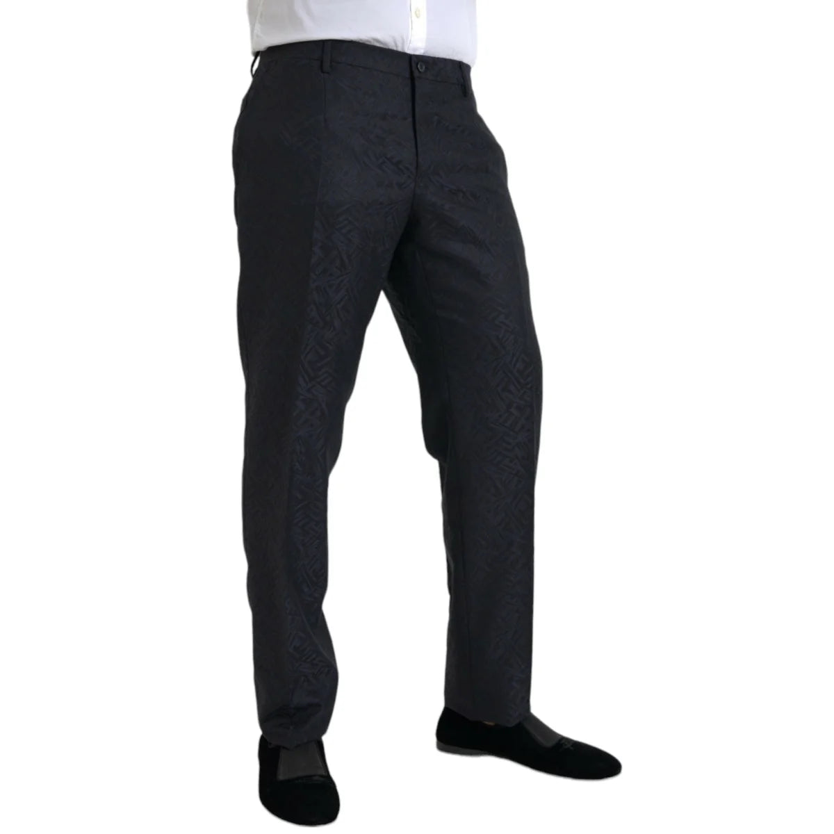 Stunning Dolce Gabbana Blue Brocade Dress Pants Elegance &