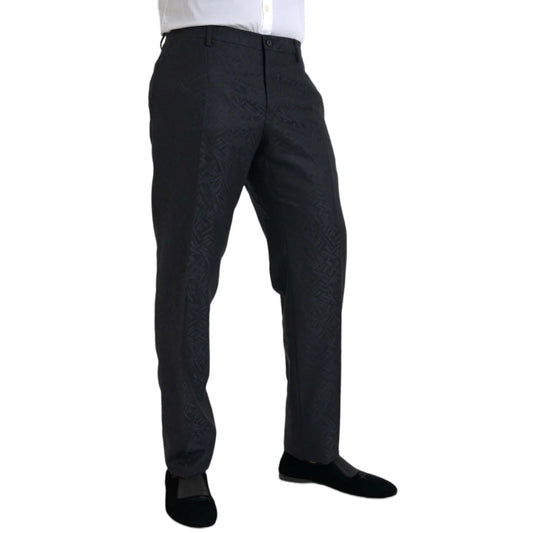 Stunning Dolce Gabbana Blue Brocade Dress Pants Elegance &