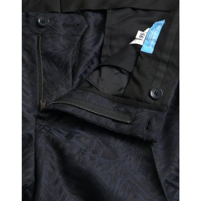 Stunning Dolce Gabbana Blue Brocade Dress Pants Elegance &