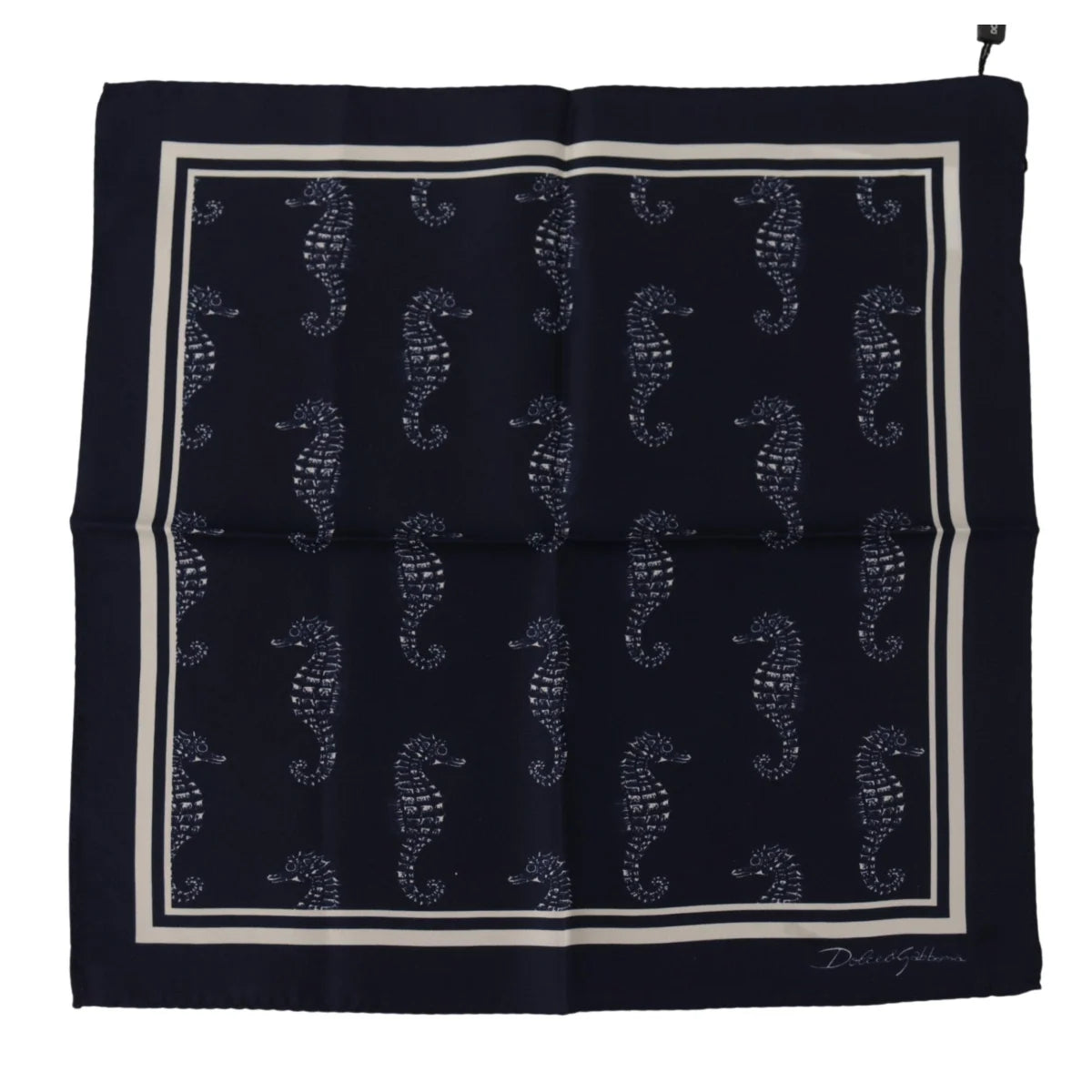 Stunning Dolce Gabbana Blue Seahorse Print Mens Scarf Wrap &