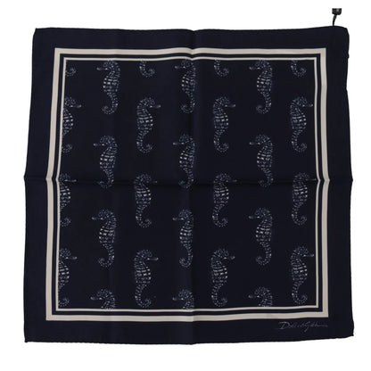 Stunning Dolce Gabbana Blue Seahorse Print Mens Scarf Wrap &