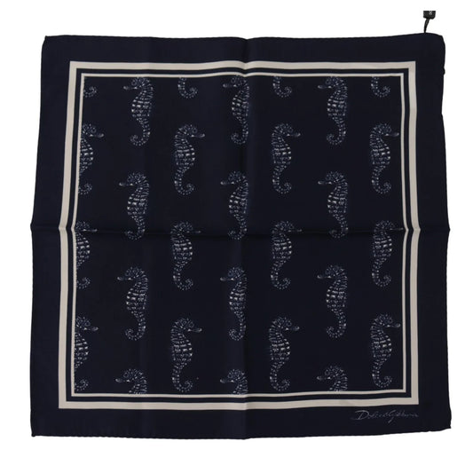 Stunning Dolce Gabbana Blue Seahorse Print Mens Scarf Wrap &