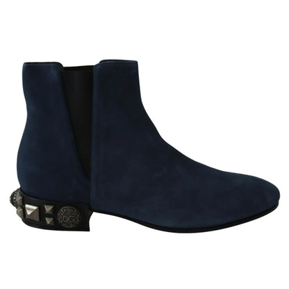 Stunning Dolce Gabbana Blue Suede Studded Ankle Boots &