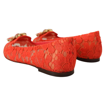 Stunning Dolce and Gabbana Coral Red Taormina Lace Vally Shoes &