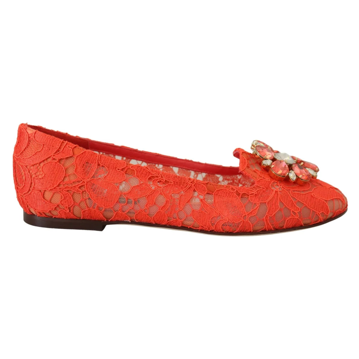 Stunning Dolce and Gabbana Coral Red Taormina Lace Vally Shoes &