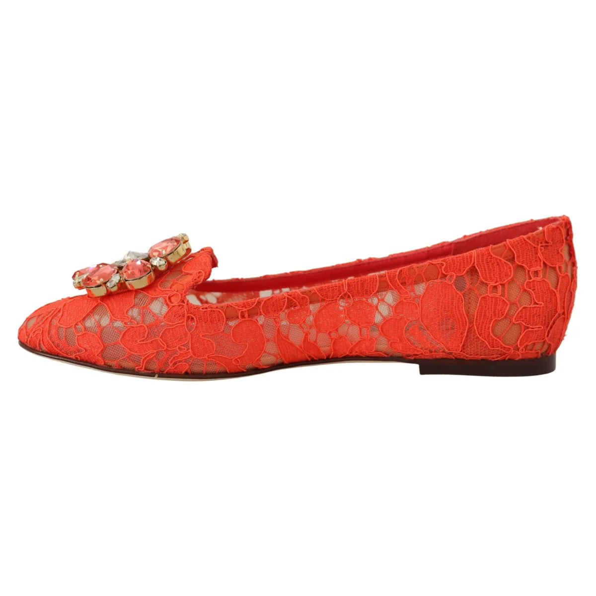Stunning Dolce and Gabbana Coral Red Taormina Lace Vally Shoes &