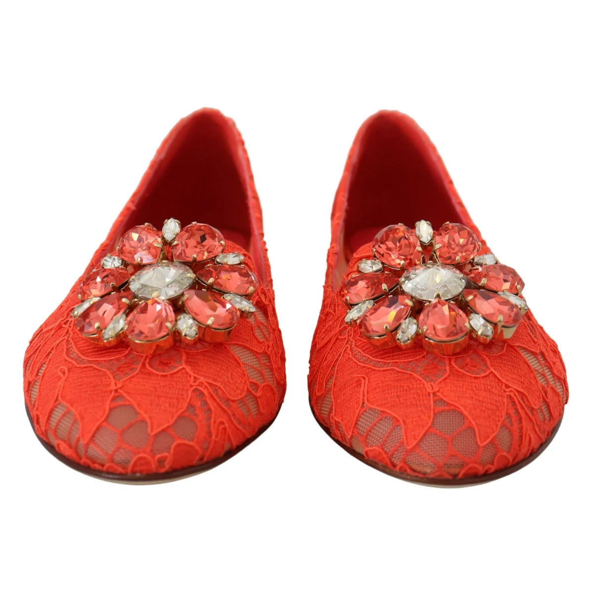 Stunning Dolce and Gabbana Coral Red Taormina Lace Vally Shoes &