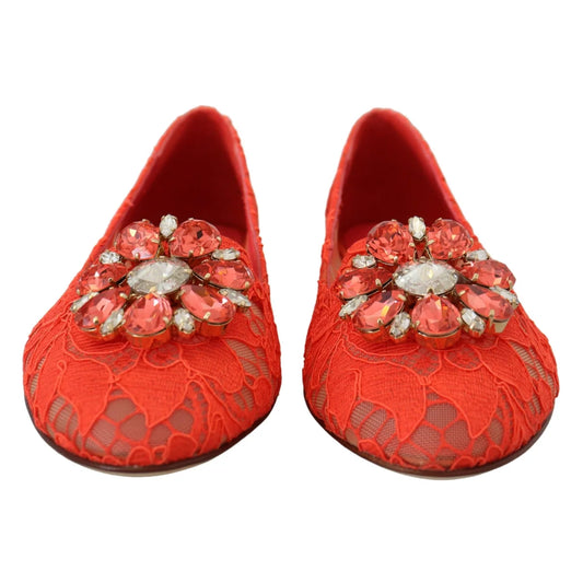 Stunning Dolce and Gabbana Coral Red Taormina Lace Vally Shoes &