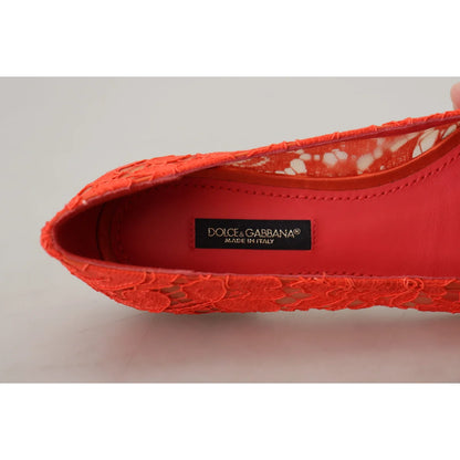Stunning Dolce and Gabbana Coral Red Taormina Lace Vally Shoes &