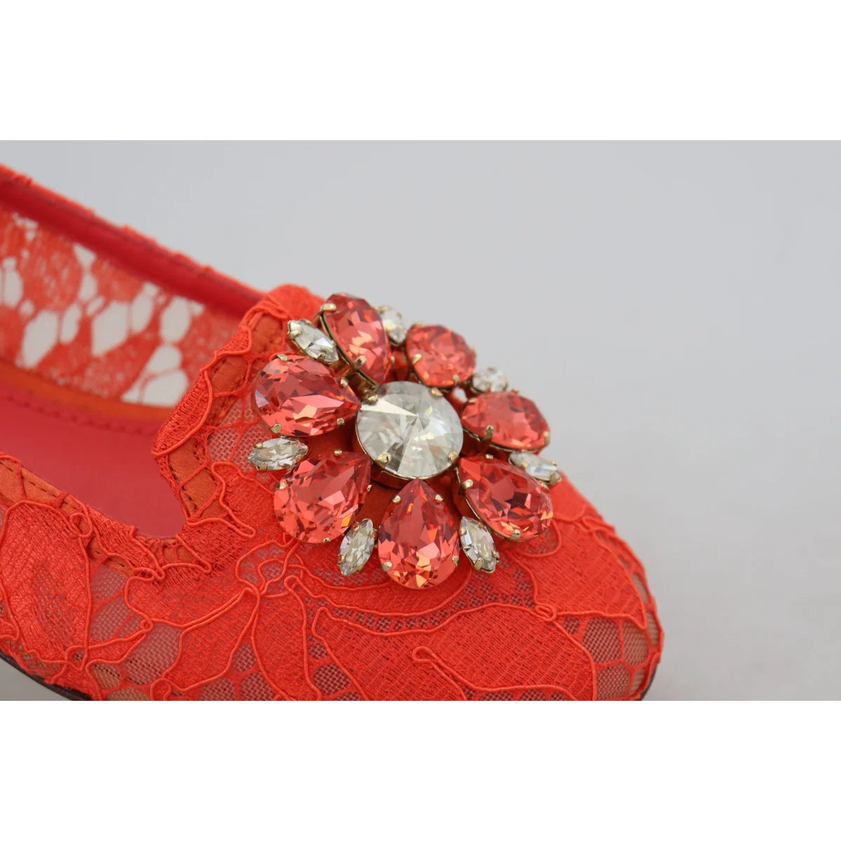 Stunning Dolce and Gabbana Coral Red Taormina Lace Vally Shoes &