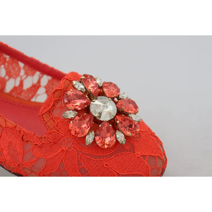 Stunning Dolce and Gabbana Coral Red Taormina Lace Vally Shoes &