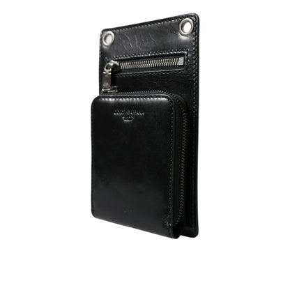 Stunning Dolce Gabbana Detachable Cross Body Black Horse Leather Wallet &
