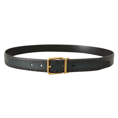 Stunning Dolce & Gabbana Emerald Leather Belt with Brass Buckle