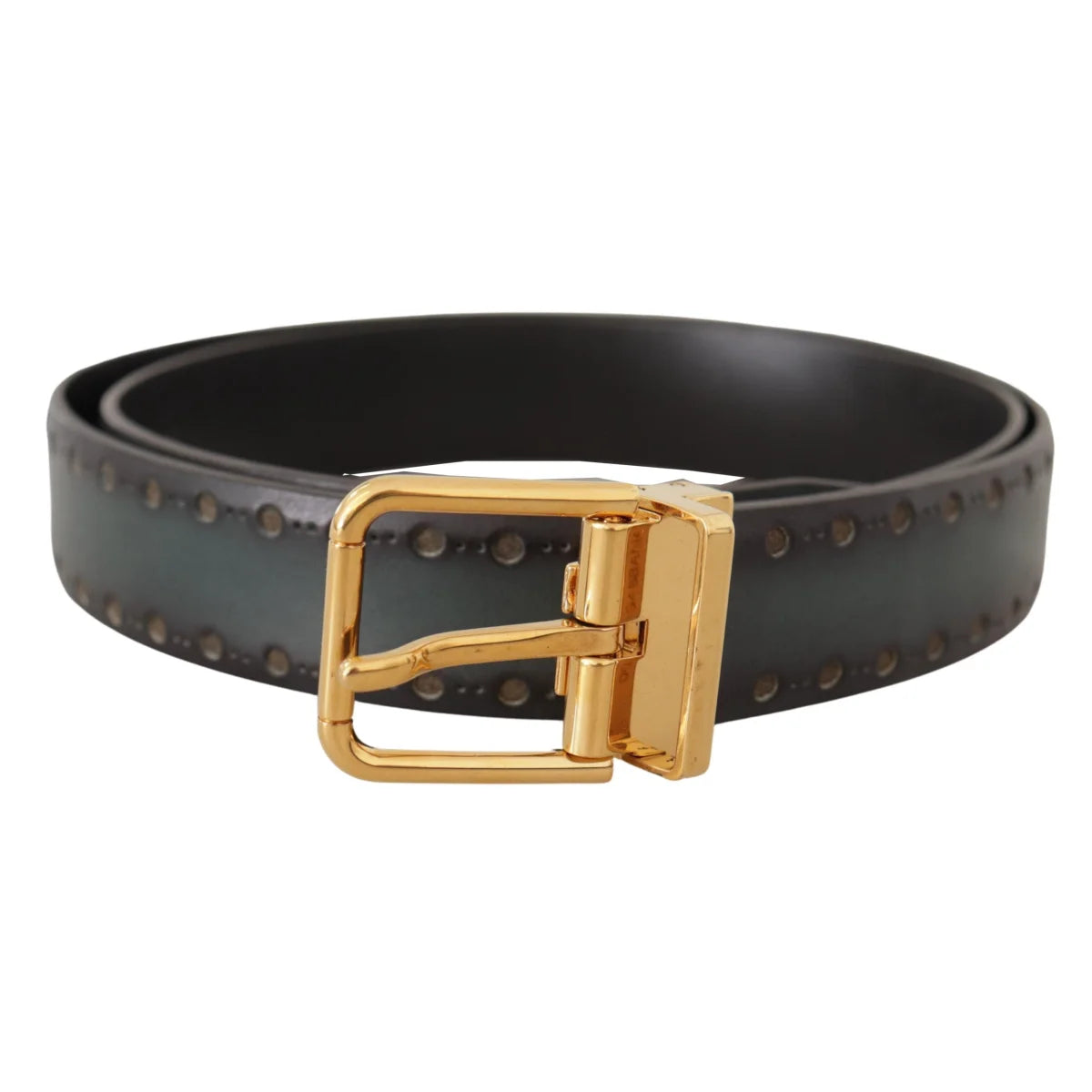 Stunning Dolce & Gabbana Emerald Leather Belt with Brass Buckle