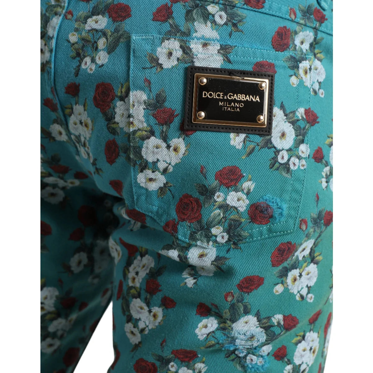 Stunning Dolce Gabbana Floral Skinny Jeans with Button Closure &