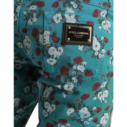 Stunning Dolce Gabbana Floral Skinny Jeans with Button Closure &