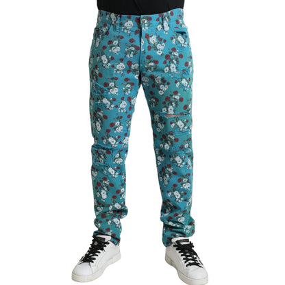 Stunning Dolce Gabbana Floral Skinny Jeans with Button Closure &