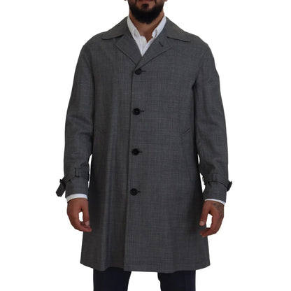 Stunning Dolce Gabbana Gray Plaid Trench Coat Dress &