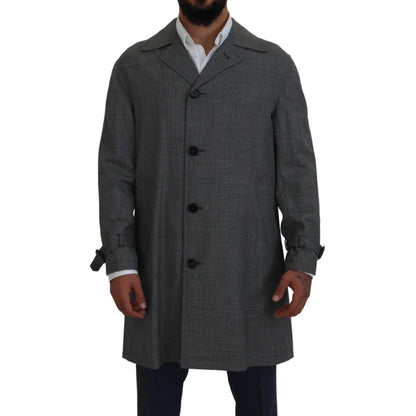 Stunning Dolce Gabbana Gray Plaid Trench Coat Dress &