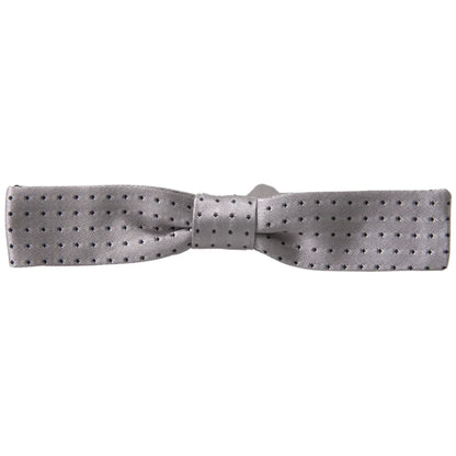 Stunning Dolce Gabbana Grey Silk Bow Tie with Metal Hook Clasp &