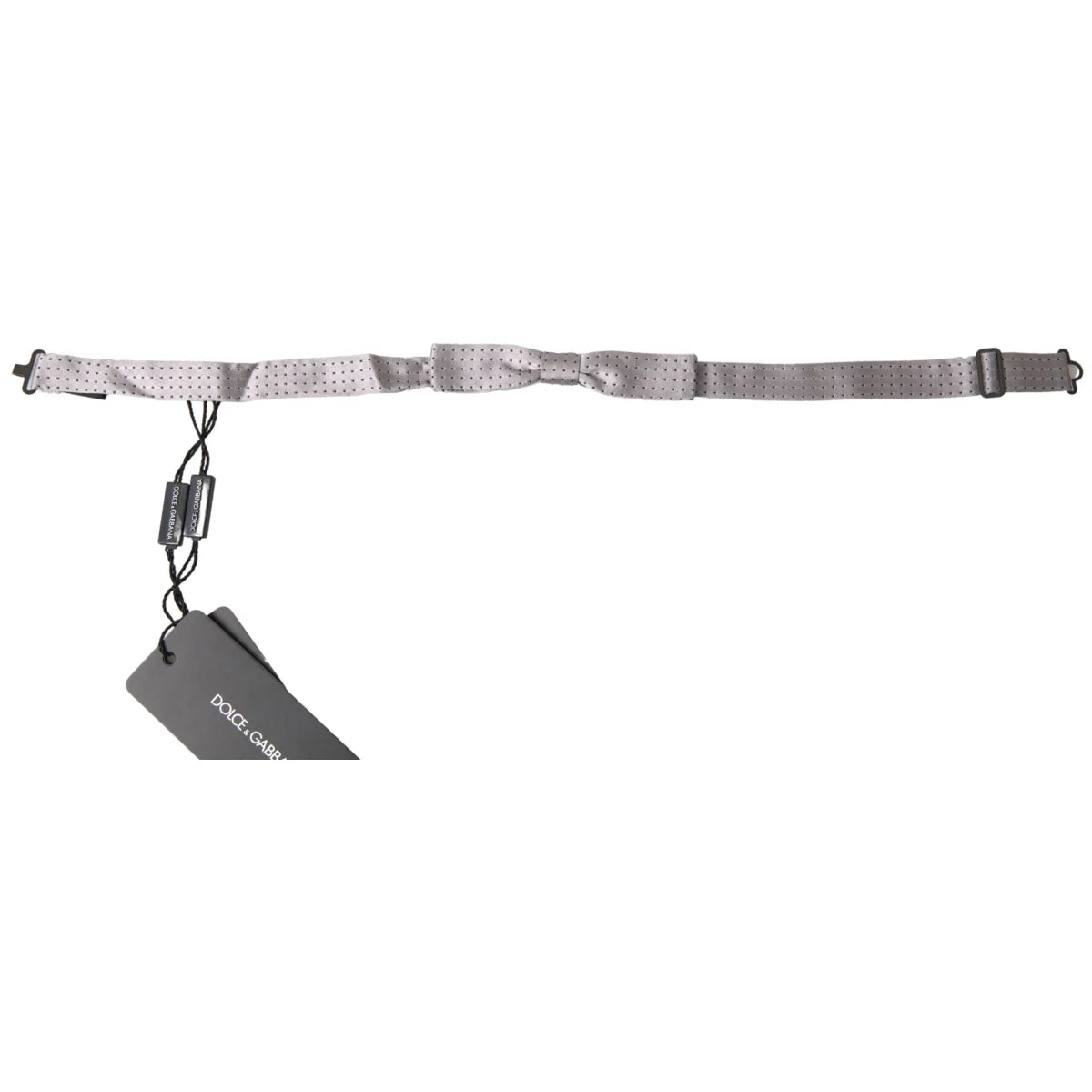 Stunning Dolce Gabbana Grey Silk Bow Tie with Metal Hook Clasp &
