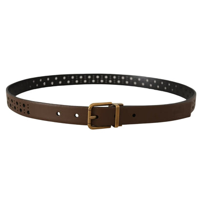 Stunning Dolce Gabbana Leather Belt With Gold Tone Buckle &