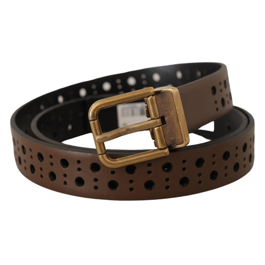 Stunning Dolce Gabbana Leather Belt With Gold Tone Buckle &