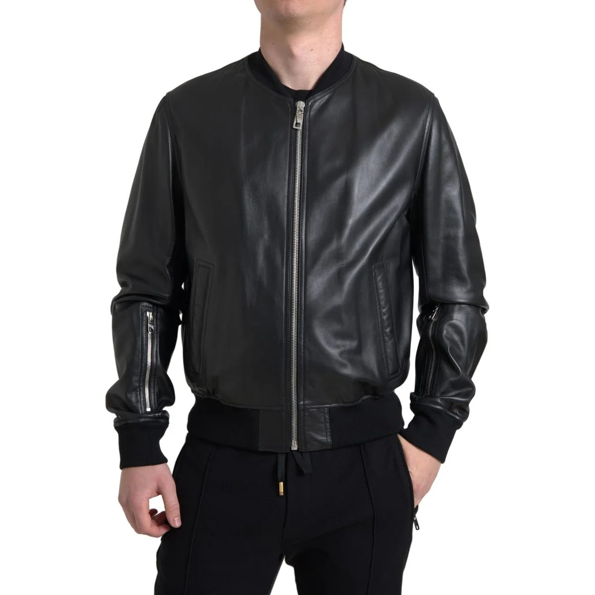 Stunning Dolce Gabbana Leather Bomber Lambskin Jacket &