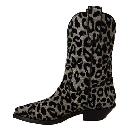 Stunning Dolce Gabbana Leopard Calf Boots Mid Chic Glamour &